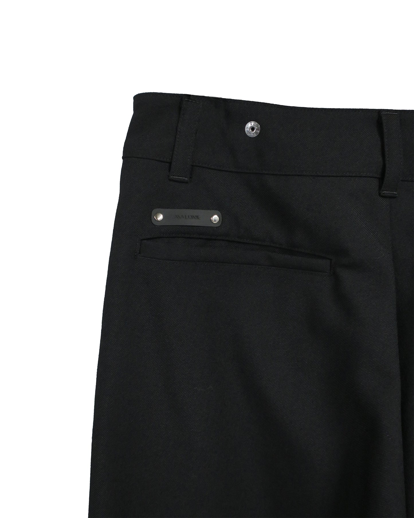 DETACHABLE HARNESS BOOT-CUT GABARDINETROUSERS / BLACK