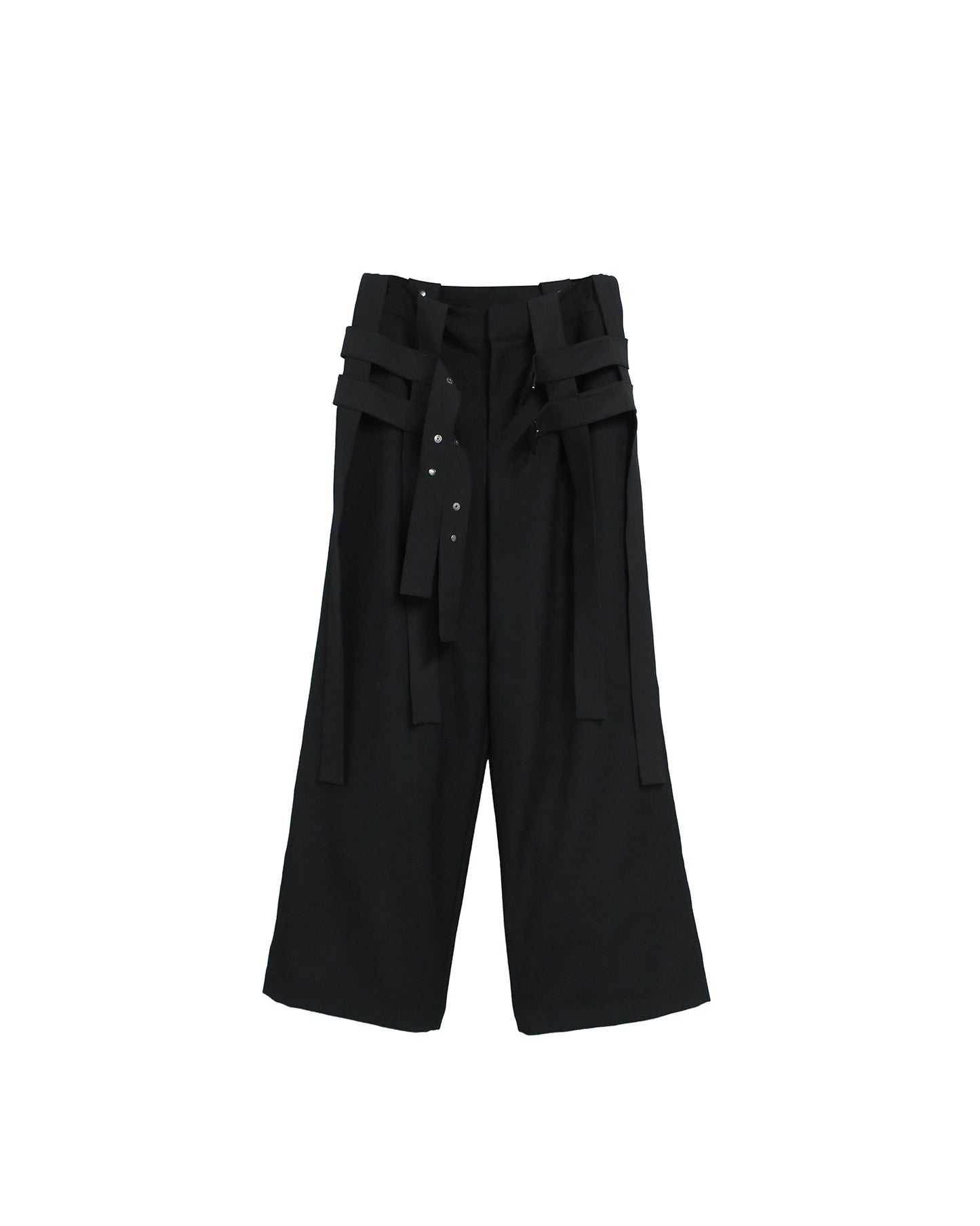 DETACHABLE HARNESS WIDE TROUSERS / BLACK