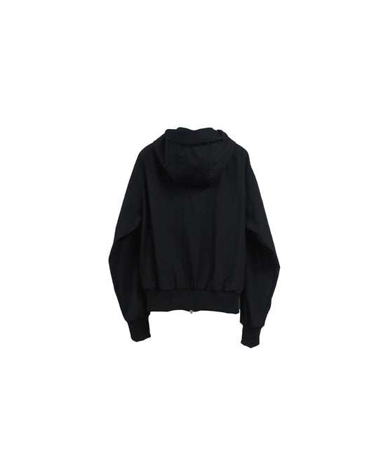 BRIMMED NYLON ZIP HOODIE/ BLACK