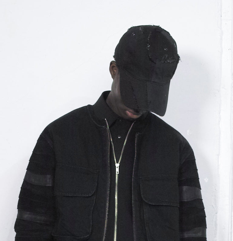 QUAD PATCH DENIM CAP / BLACK