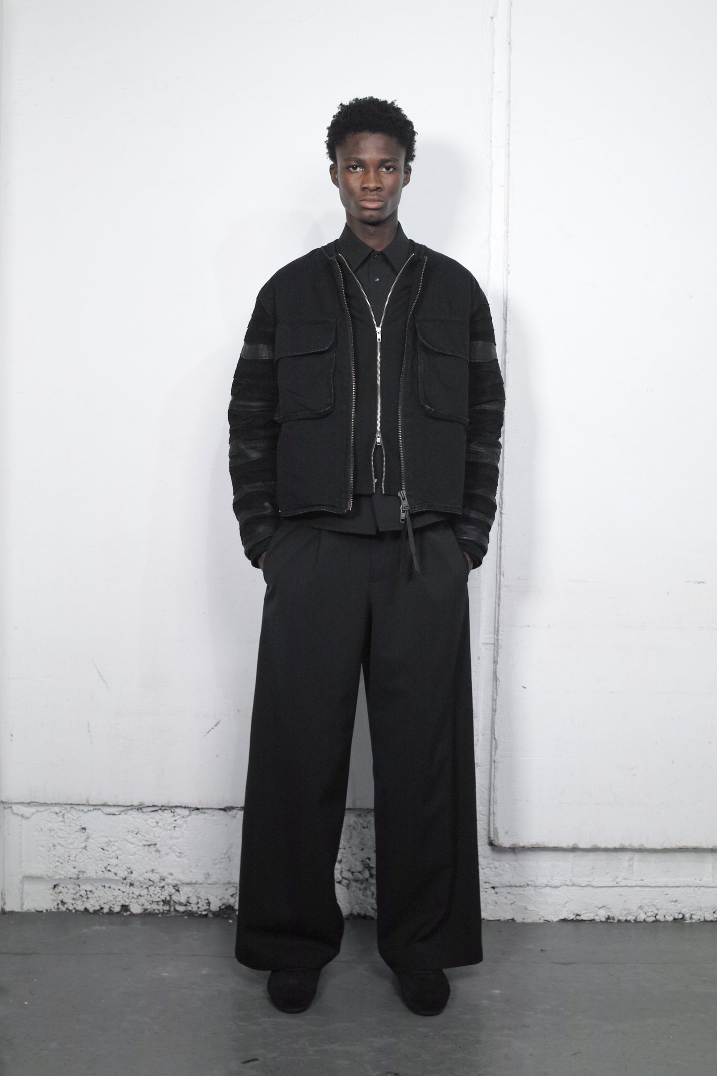 【RE-STOCK】BASIC GABARDINE  WIDE TROUSERS / BLACK