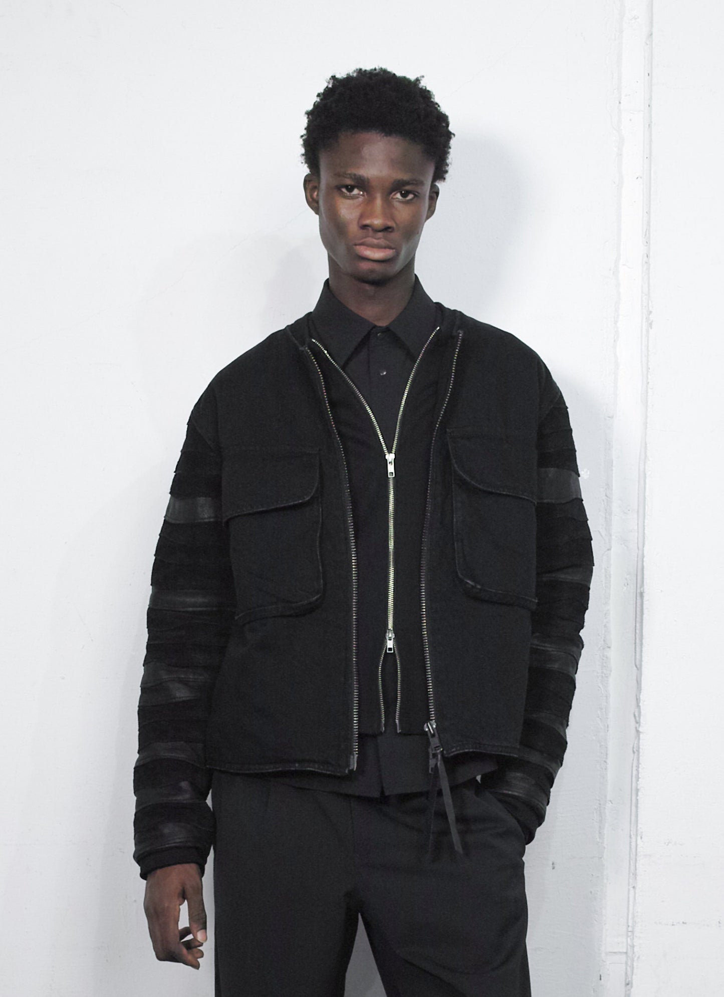 WAVE LAYERED REBUILD  DENIM JACKET / BLACK