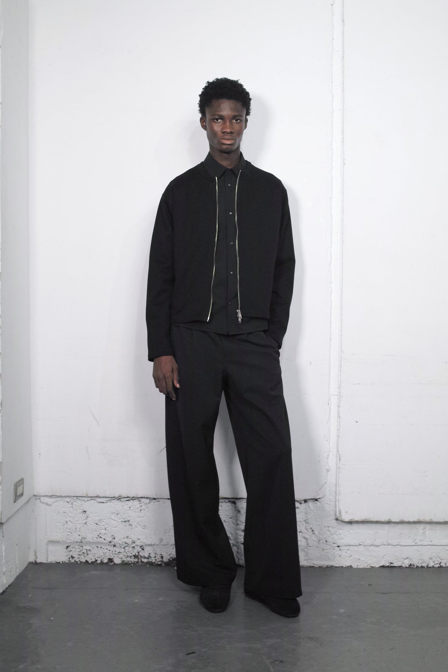 【RE-STOCK】BASIC GABARDINE  WIDE TROUSERS / BLACK