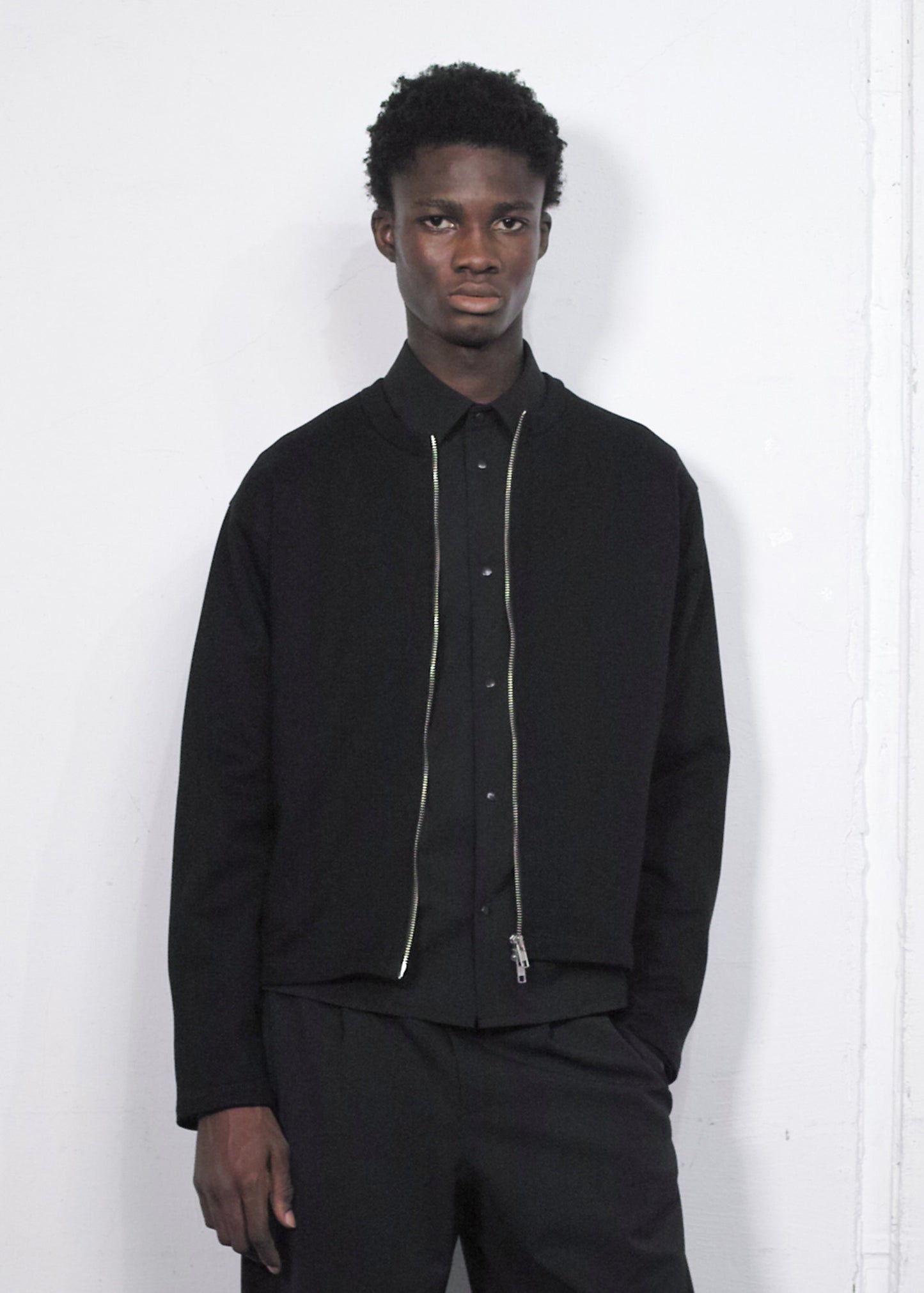 HARD COMPACT COTTON W ZIP CARDIGAN/ BLACK