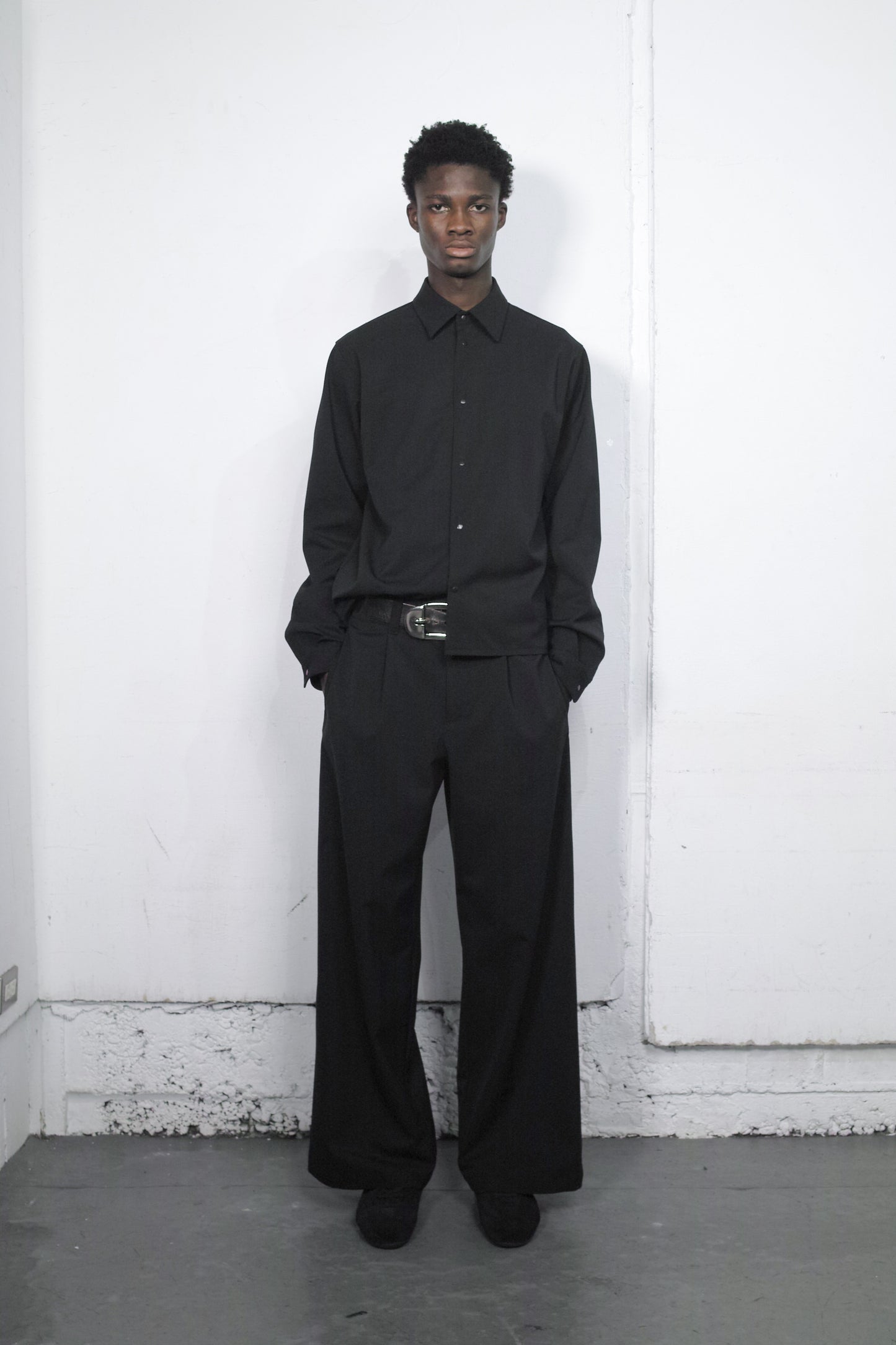 【RE-STOCK】BASIC GABARDINE  WIDE TROUSERS / BLACK