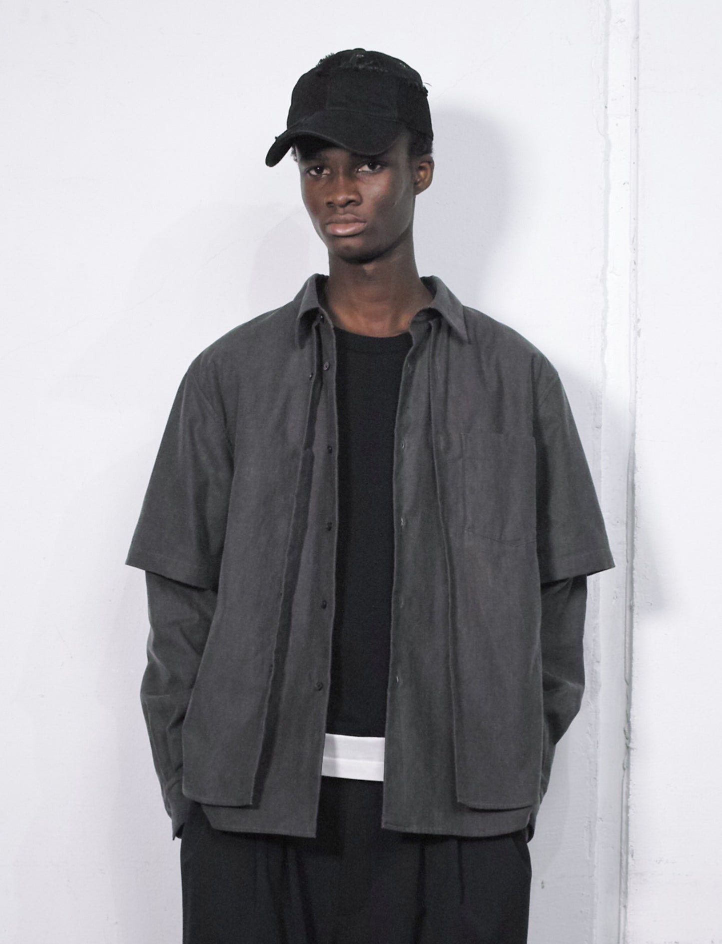 DYED LAYERED SHIRTS / BLACK