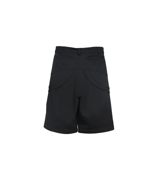 COMPACT COTTON WIDE CROPPED TROUSERS / BLACK