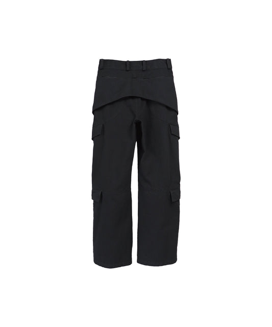 STRUCTURED UTILITY DENIM TROUSERS / BLACK