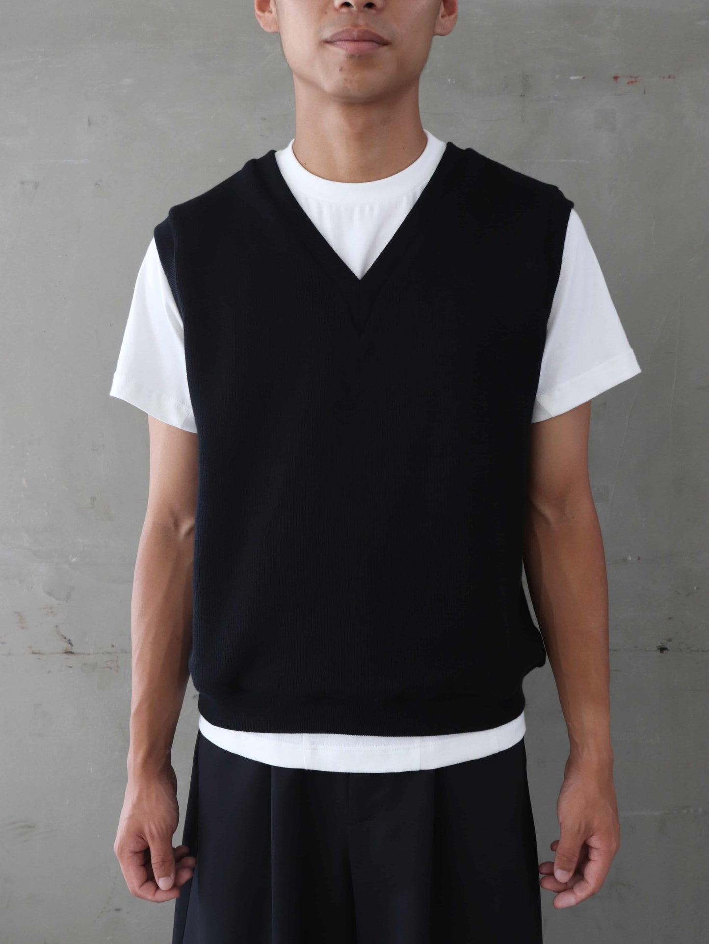 COTTON KNIT IVY VEST/ BLACK