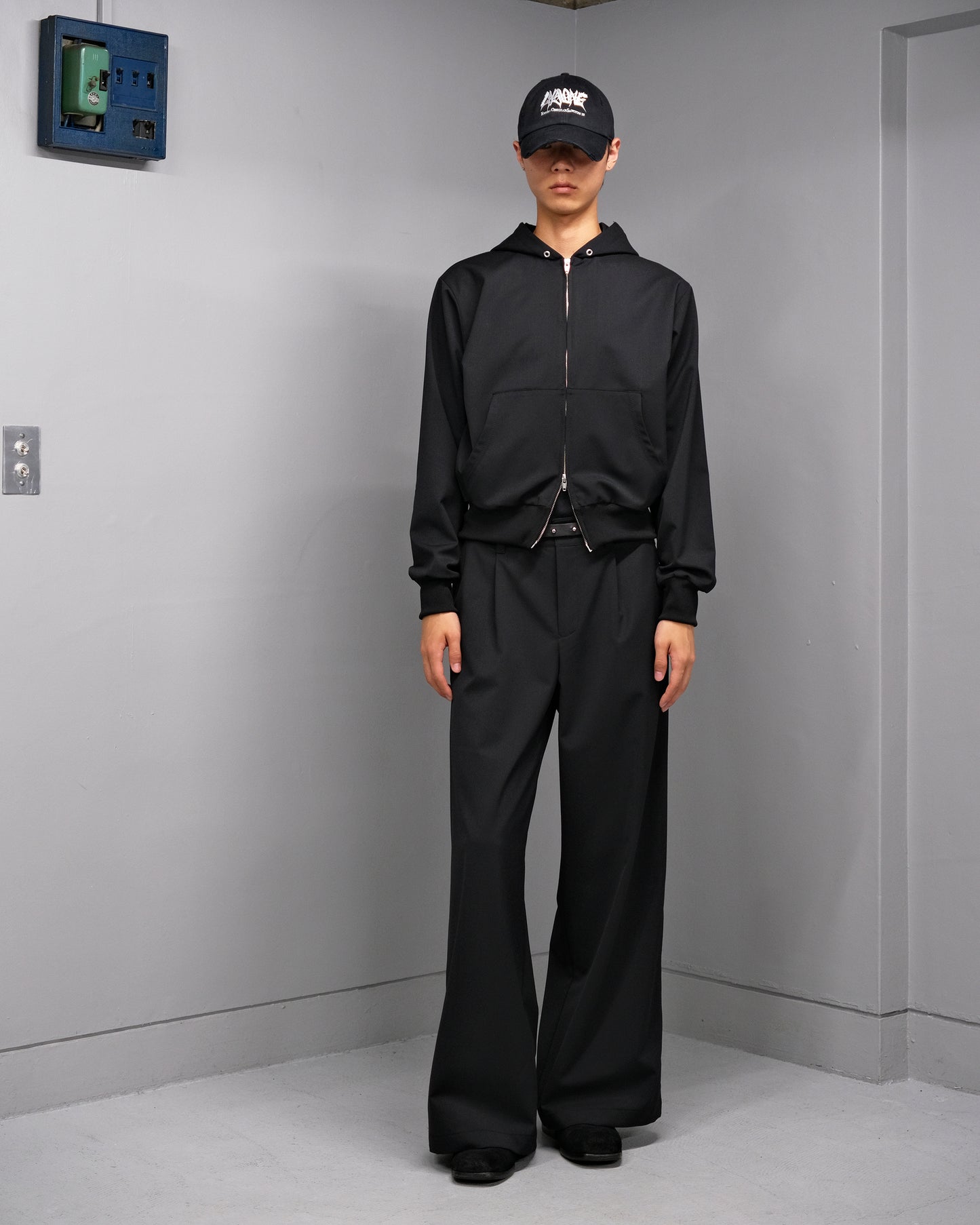 【RE-STOCK】BASIC GABARDINE  WIDE TROUSERS / BLACK