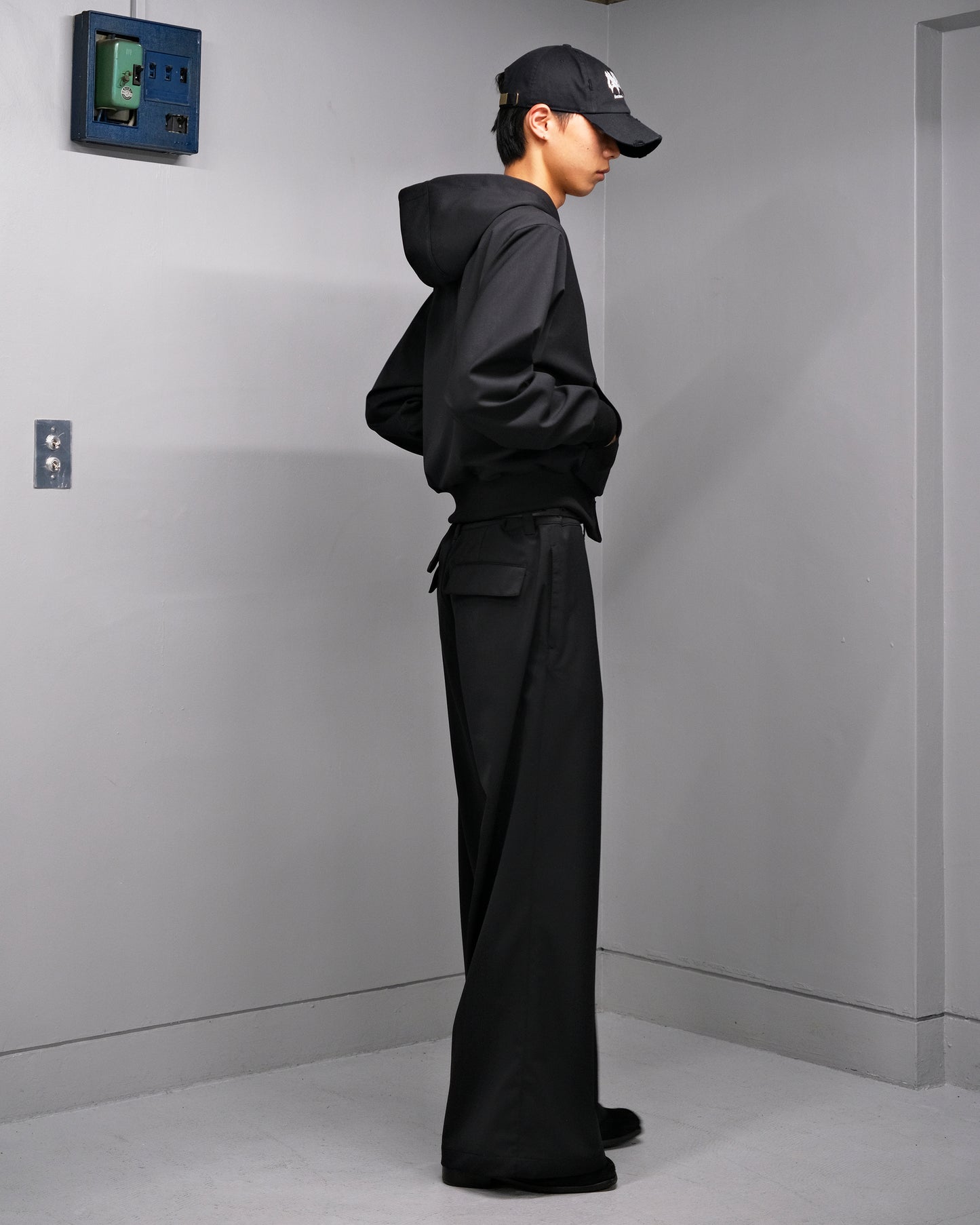【RE-STOCK】BASIC GABARDINE  WIDE TROUSERS / BLACK