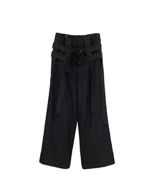 DETACHABLE HARNESS WIDE TROUSERS / BLACK