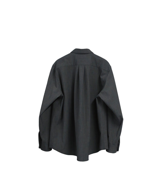 FLEX GABARDINE WOOL BOX SHIRTS/ GRAY