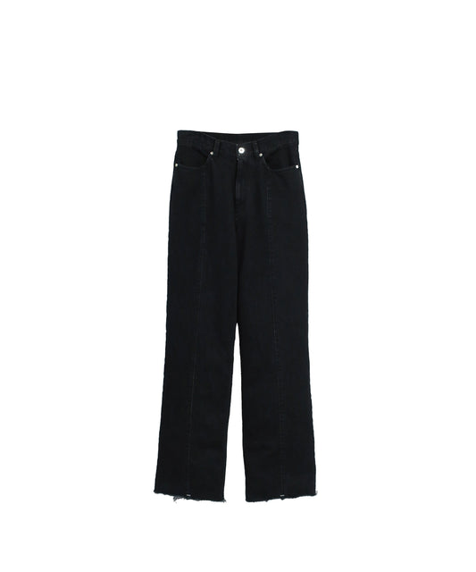 WING CUT DENIM PANTS / BLACK