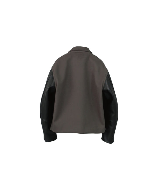 【RE-STOCK】ORIGINAL FULLING MELTON×COW LEATHER AUTHENTIC JACKET/ ORIGINAL GRAY×BLACK