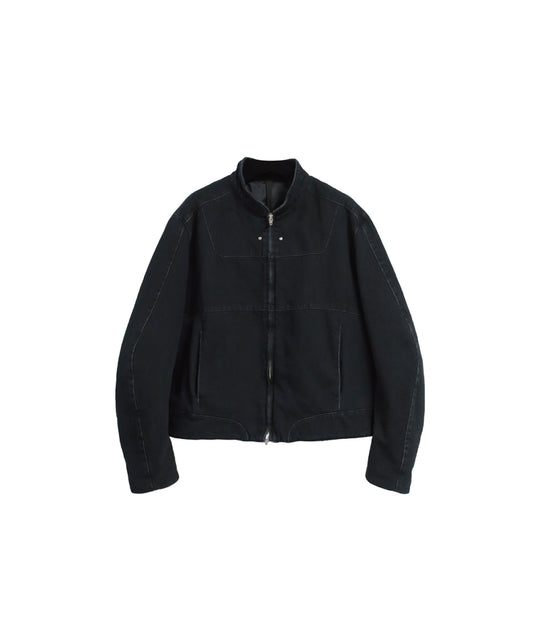 13oz DENIM×RIB PANEL THREE-D BLOUSON/ BLACK