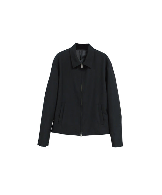 GABARDINE WOOL  W ZIP JACKET/ BLACK