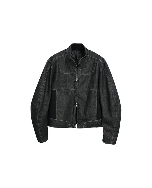 【SAMPLE】13oz DENIM × RIB PANEL THREE-D BLOUSON / BLACK DENIM