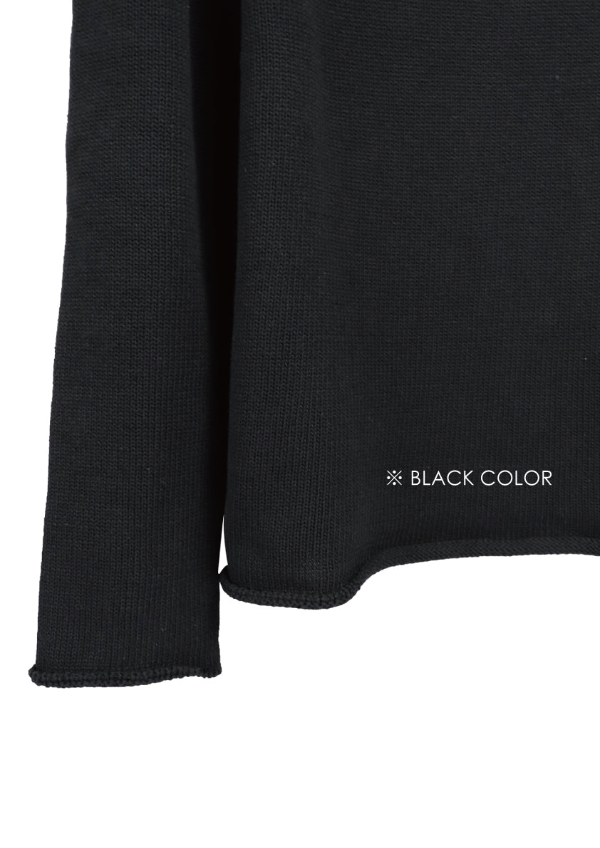 【LIMITED】COTTON LINEN RIBLESS V NECK KNIT