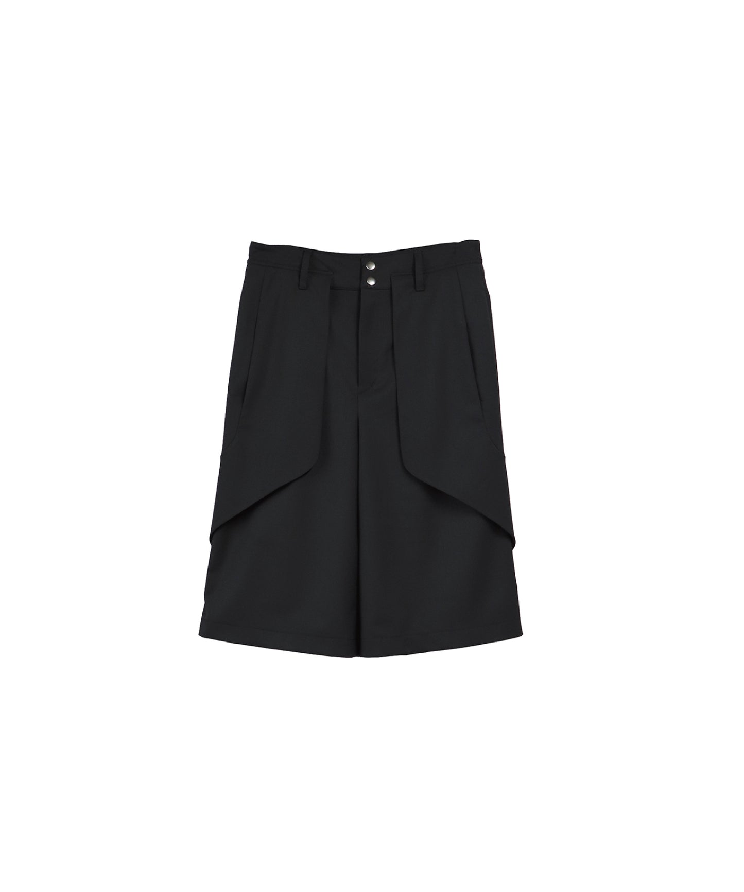 FLEX GABARDINE CROPPED WIDE TROUSERS/ BLACK