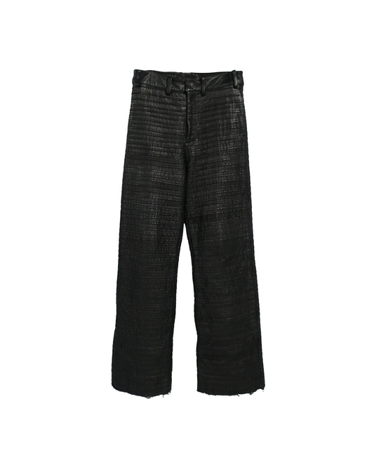 SCALE LEATHER HYBRID TROUSERS  / BLACK