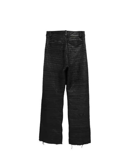 SCALE LEATHER HYBRID TROUSERS  / BLACK
