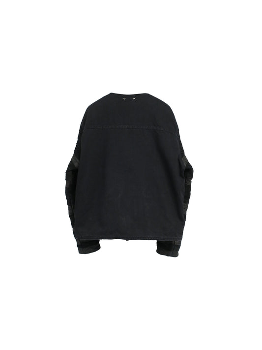 WAVE LAYERED REBUILD  DENIM JACKET / BLACK