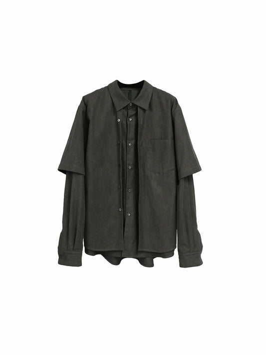 DYED LAYERED SHIRTS / BLACK