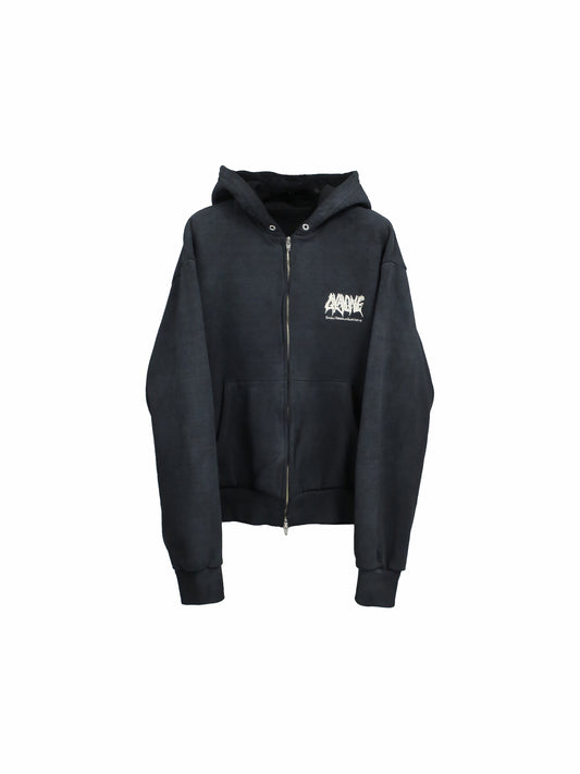 PIGMENT SPRAY LOGO W ZIP HOODIE/ BLACK