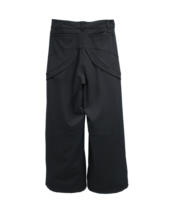 THREE-D STREAM VIRGIN WOOL WIDE TROUSERS / BLACK