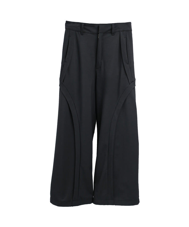 THREE-D STREAM VIRGIN WOOL WIDE TROUSERS / BLACK