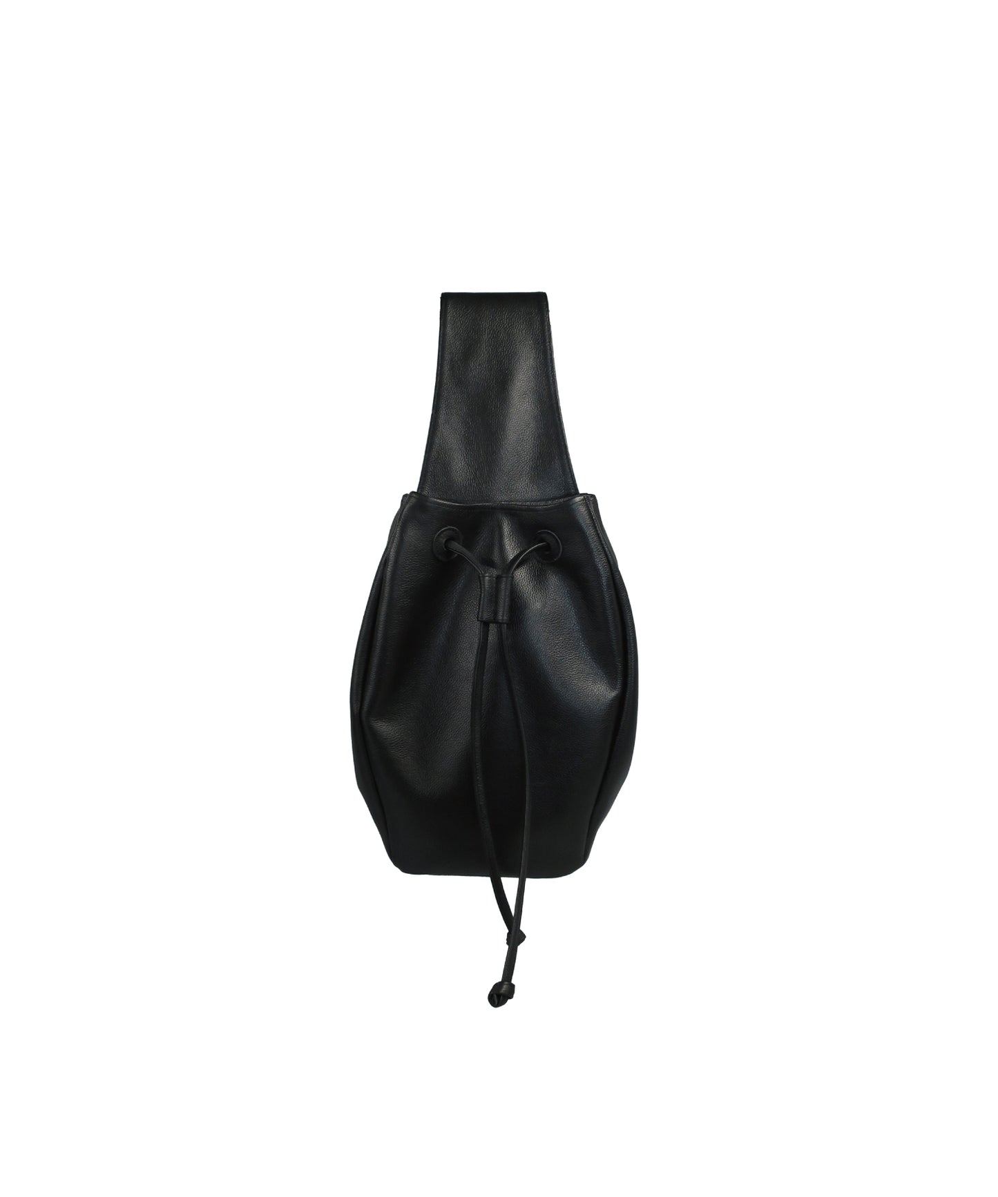 TECHNICAL COW LEATHER DRAWSTRING BAG / BLACK