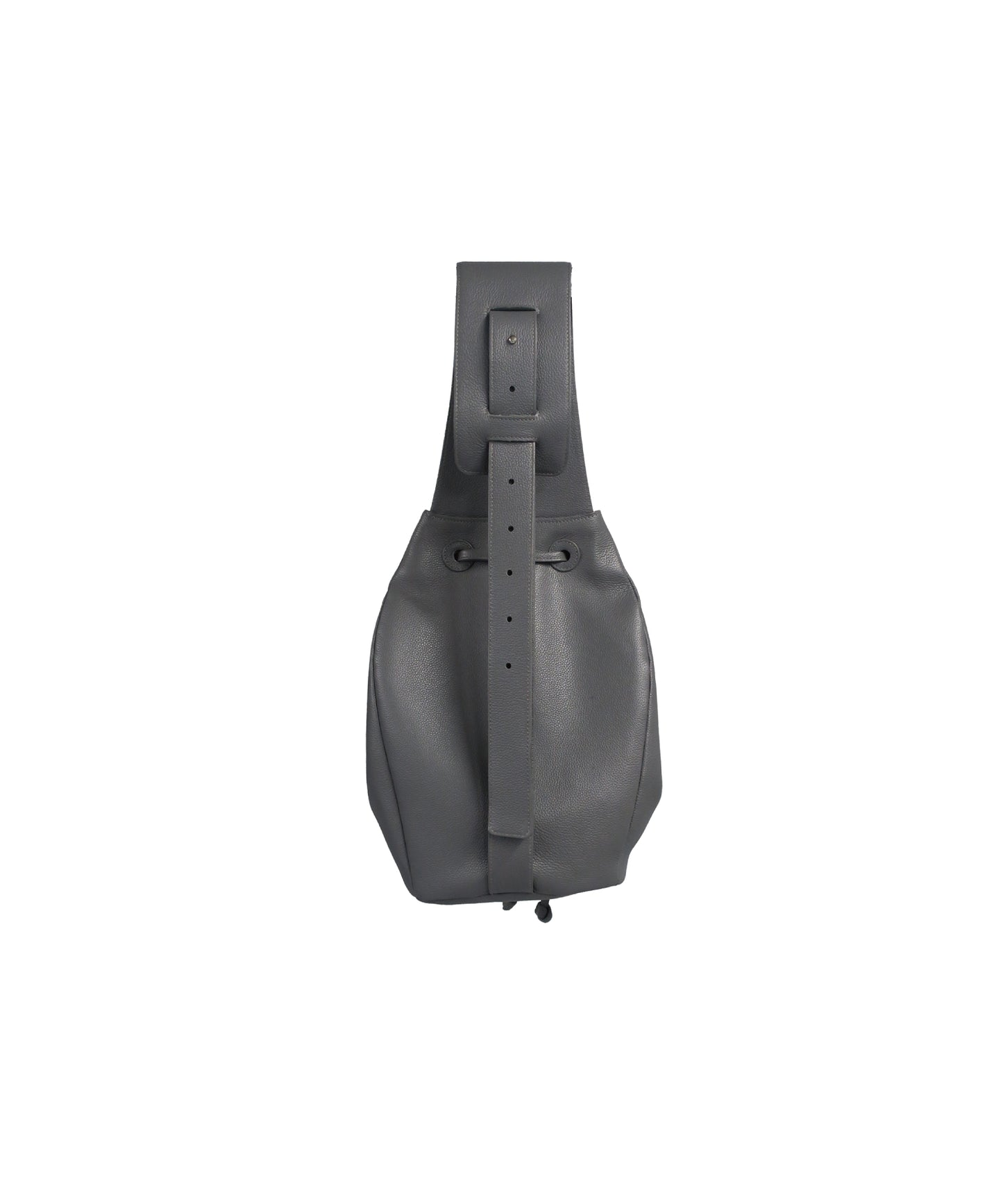 TECHNICAL COW LEATHER DRAWSTRING BAG / GRAY