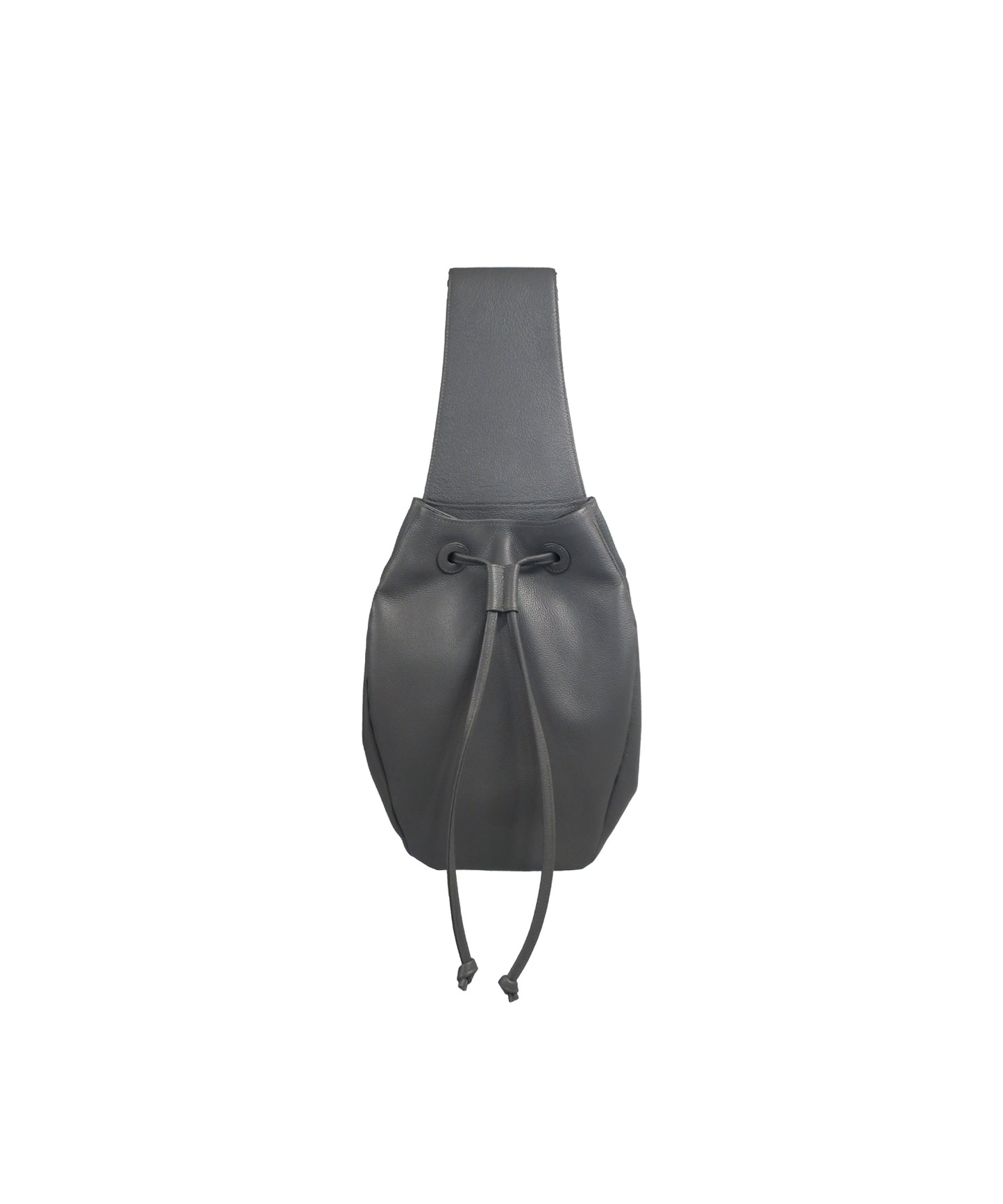 TECHNICAL COW LEATHER DRAWSTRING BAG / GRAY
