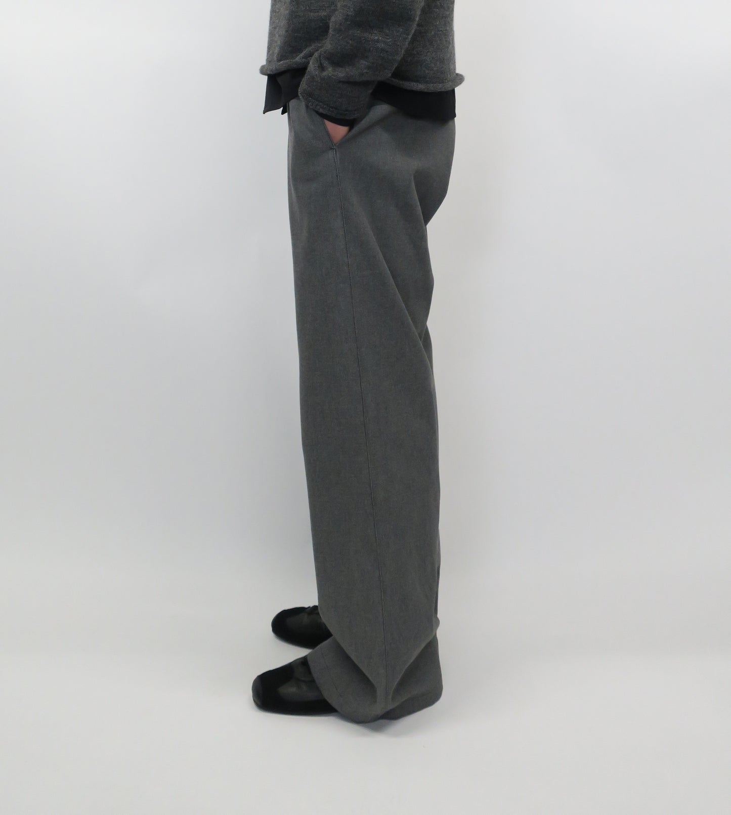 11oz WASHED DENIM  BOOTS CUT TROUSERS / D-GRAY