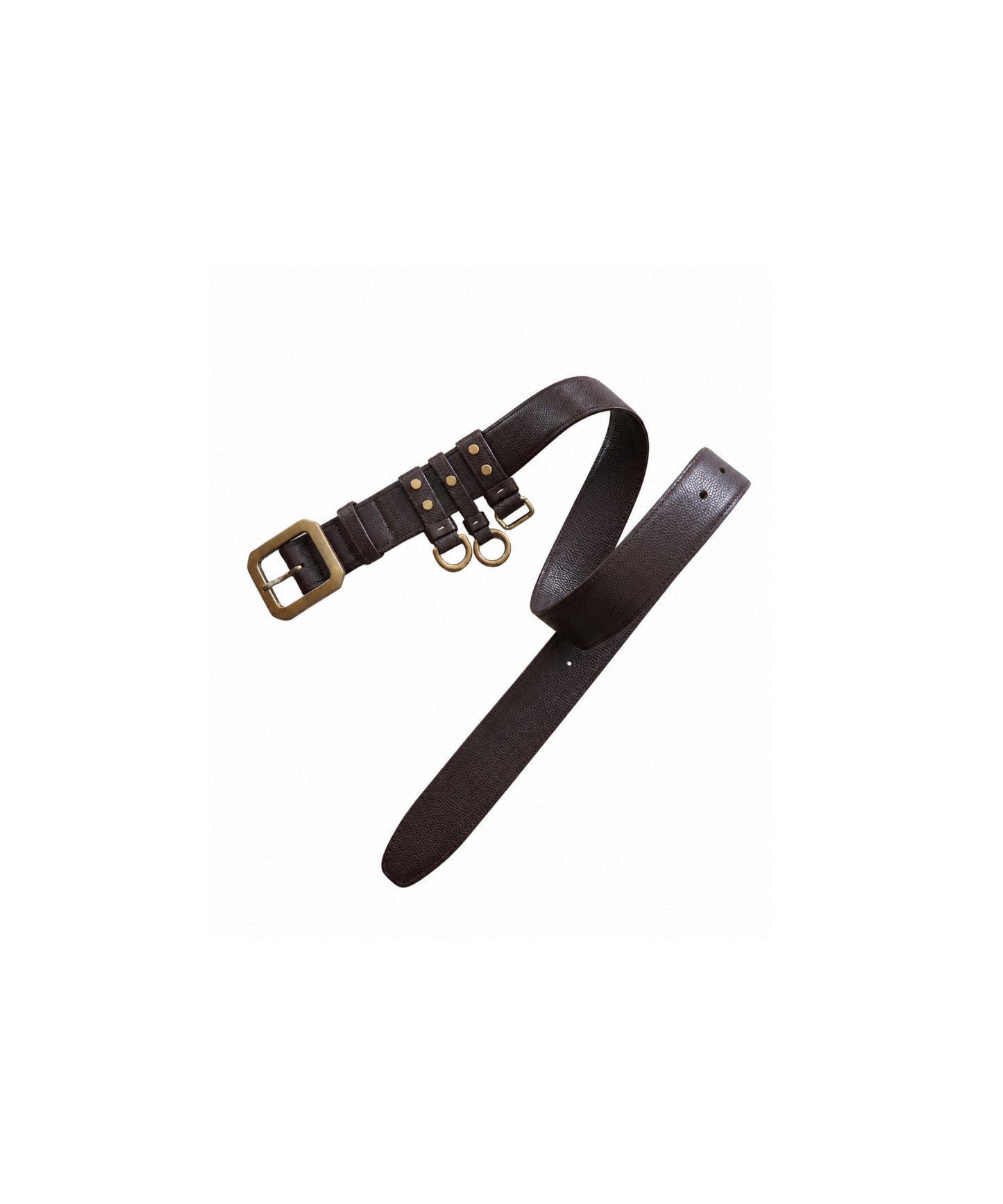 【LIMITED】COW LEATHER TRIPLE STRAP MIXED HARDWARE BELT / BROWN