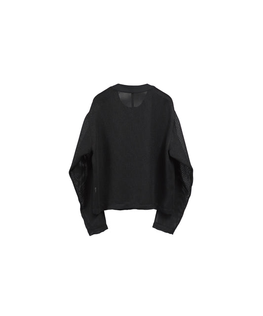 STRUCTURE LENO CLOTH CARDIGAN/ BLACK