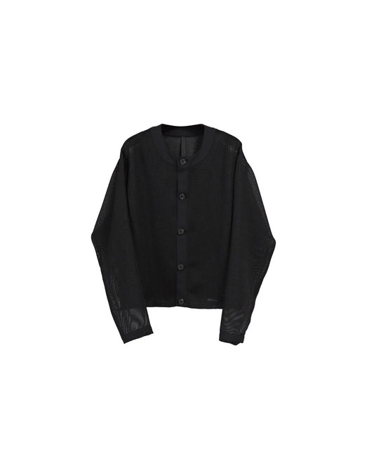 STRUCTURE LENO CLOTH CARDIGAN/ BLACK