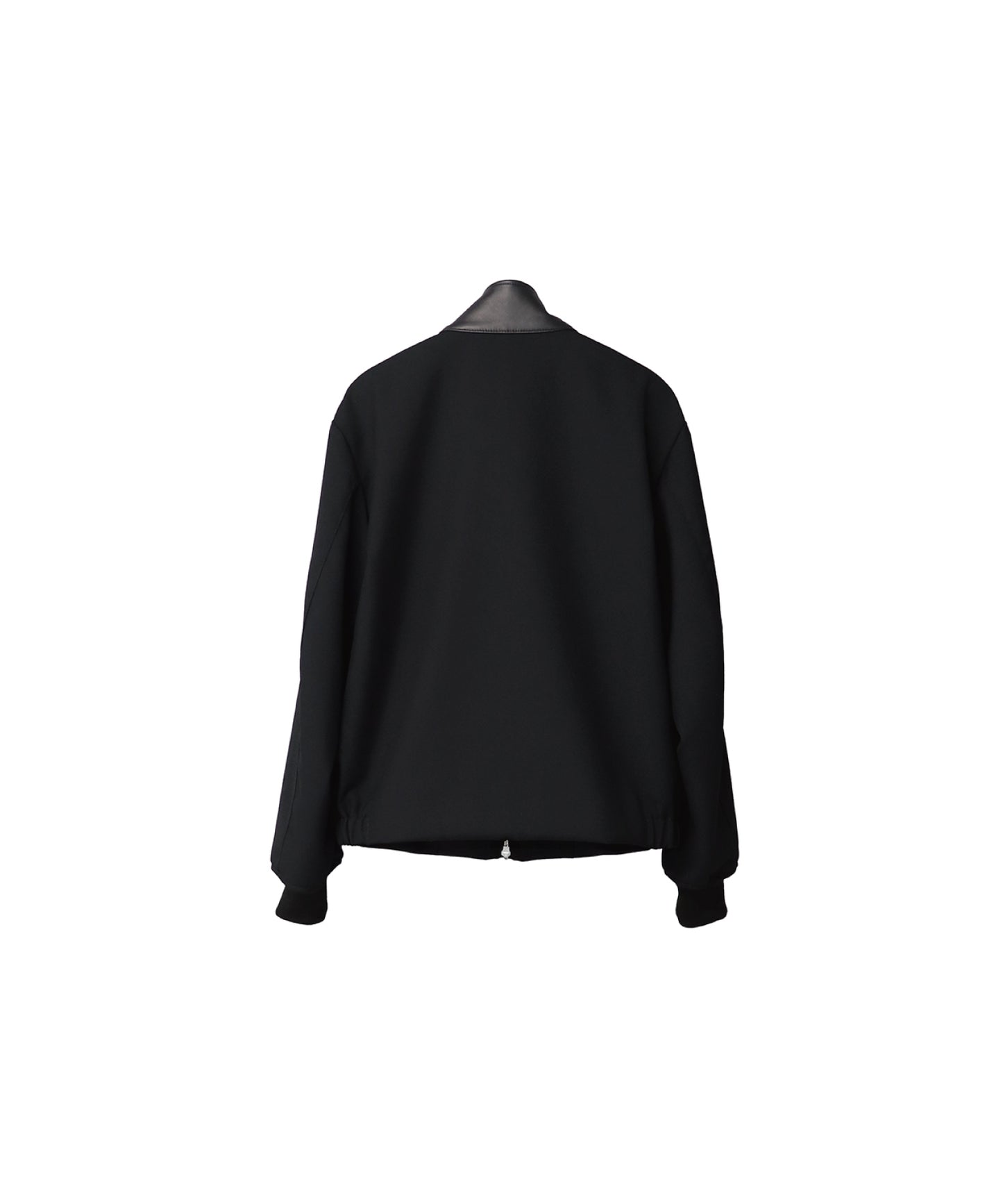 SHEEP LEATHER COLLAR GABARDINE SWING TOP/ BLACK