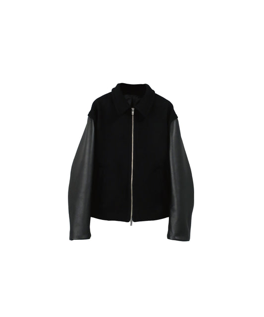 【RE-STOCK】ORIGINAL FULLING MELTON×COW LEATHER AUTHENTIC JACKET/ BLACK