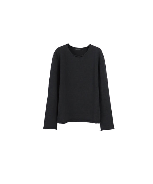 【LIMITED】COTTON LINEN RIBLESS CREW NECK KNIT