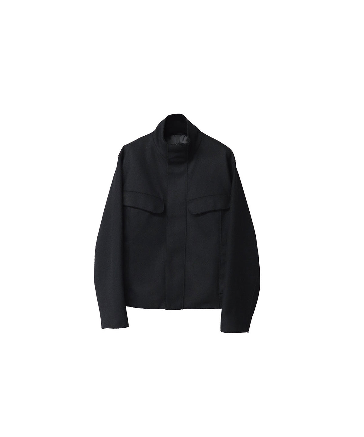 WOOL RAW EDGE JACKET/ BLACK