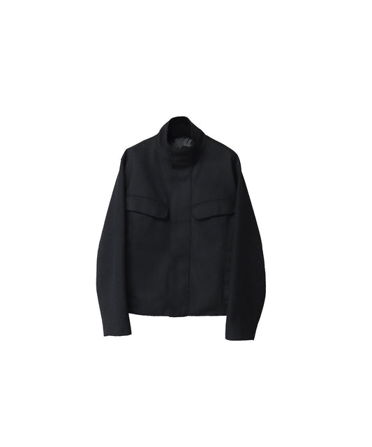 WOOL RAW EDGE JACKET/ BLACK