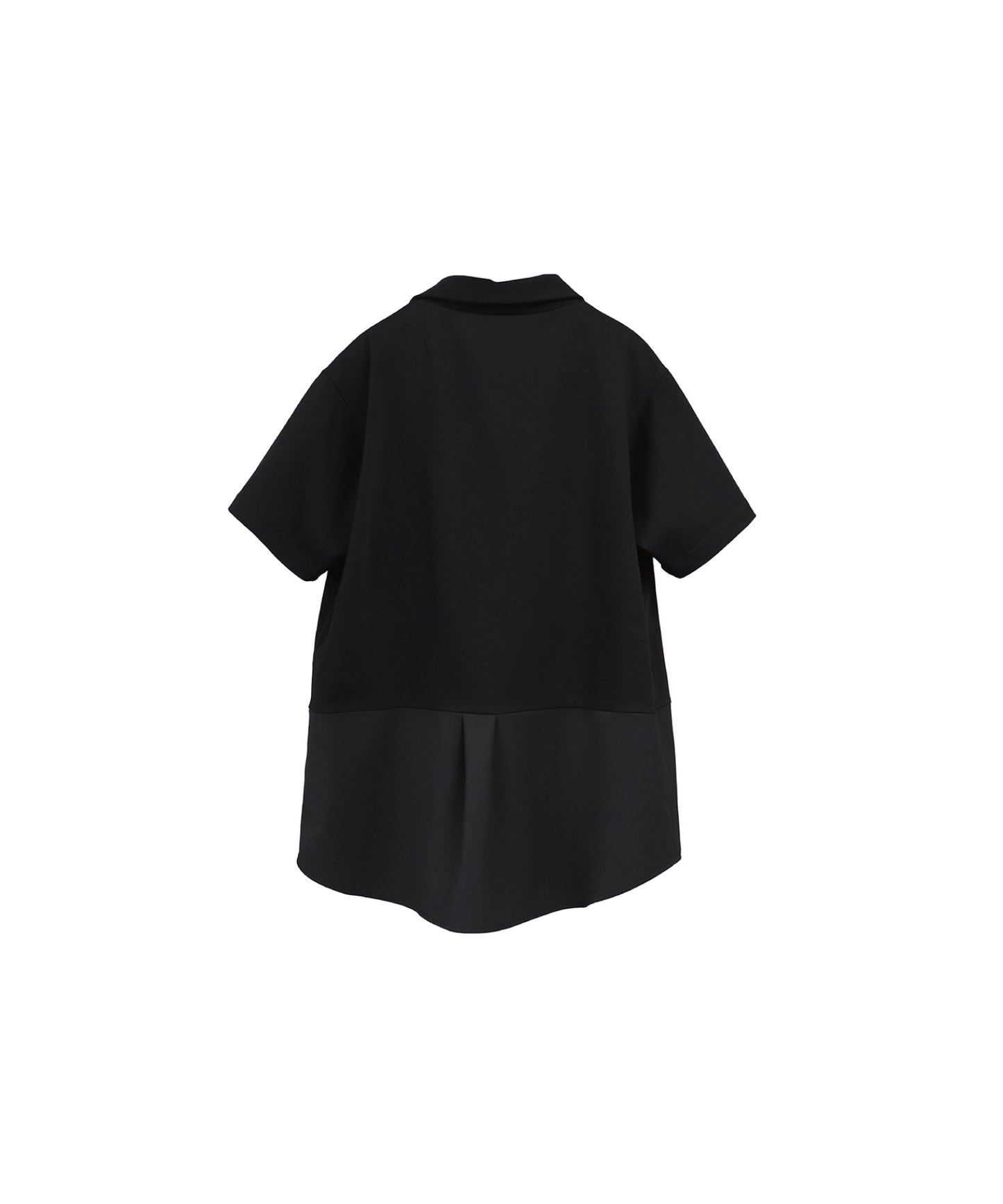 COMBINED FABRIC LAYERED COLLAR T-SHIRTS/ BLACK
