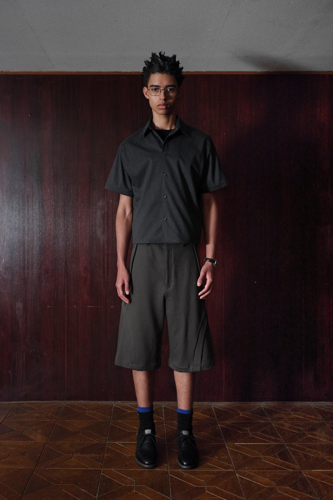 【RE-STOCK】TWILL STRETCH SHORT SLEEVE SHIRTS / D-GRAY