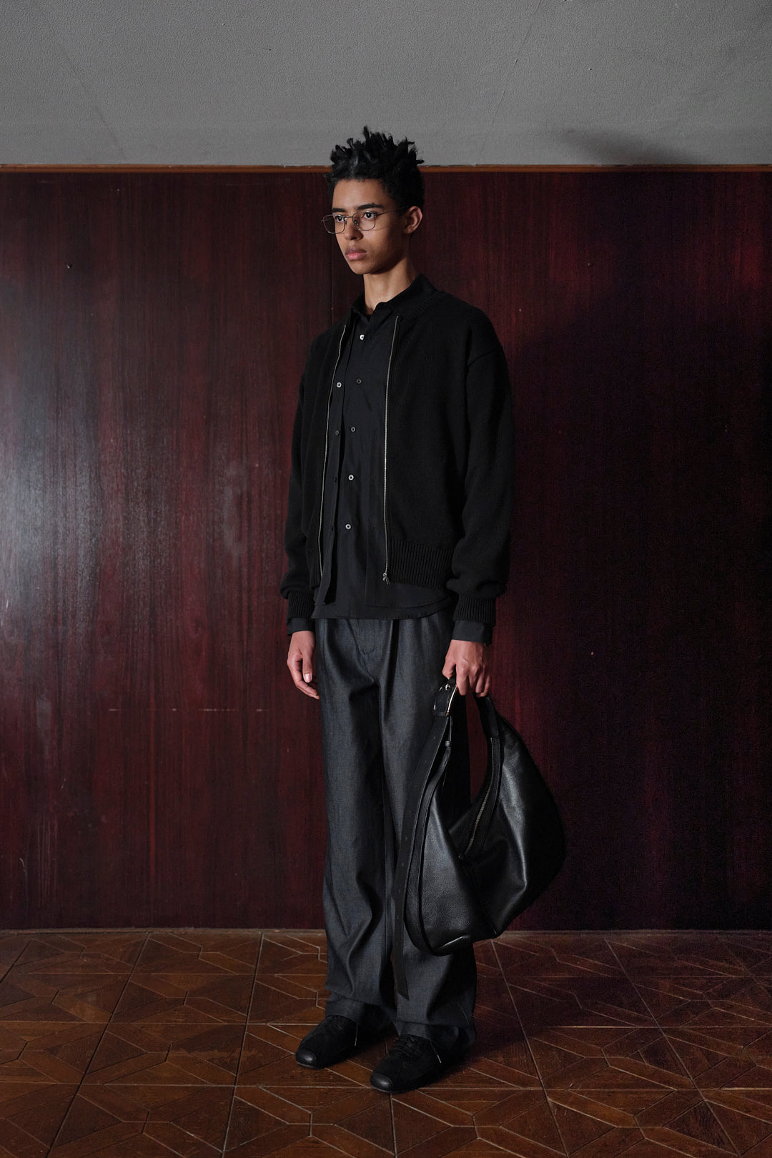 DOUBLE  BODY LAYRED IVY SHIRTS / BLACK