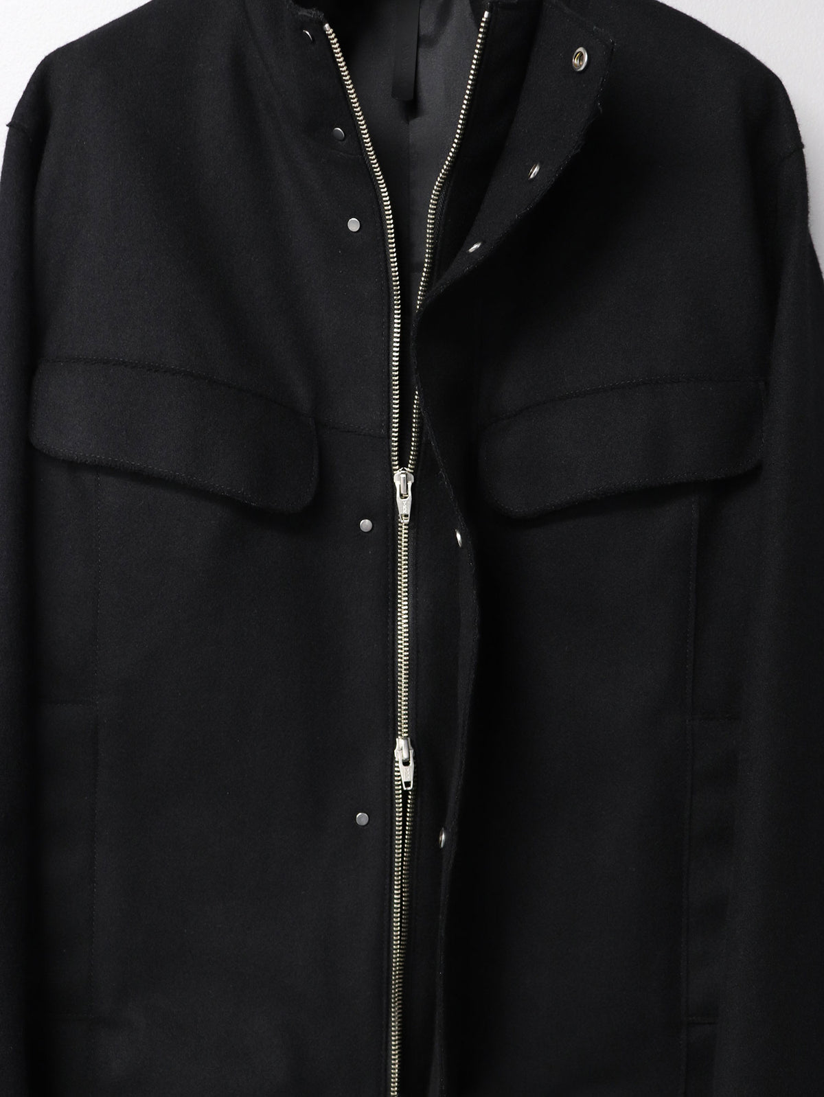 WOOL RAW EDGE JACKET/ BLACK