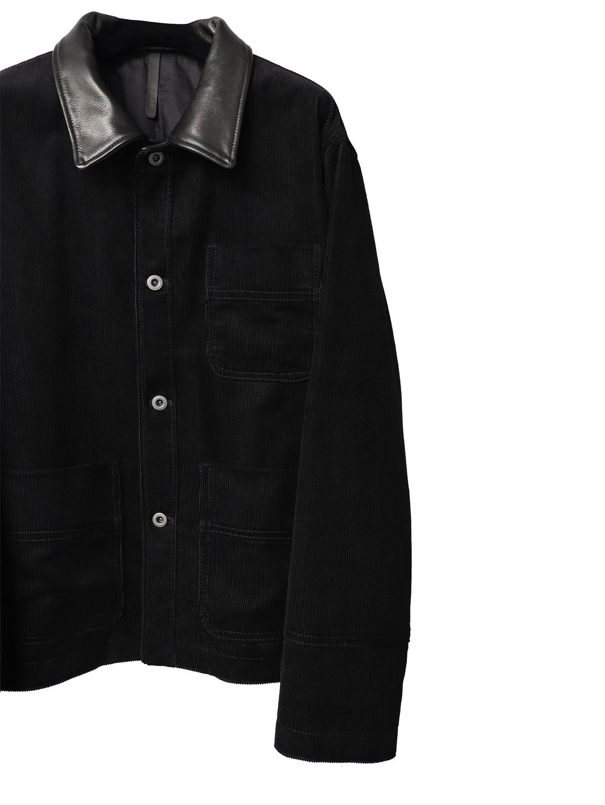 COW LEATHER × CORDUROY WORK JACKET/ BLACK