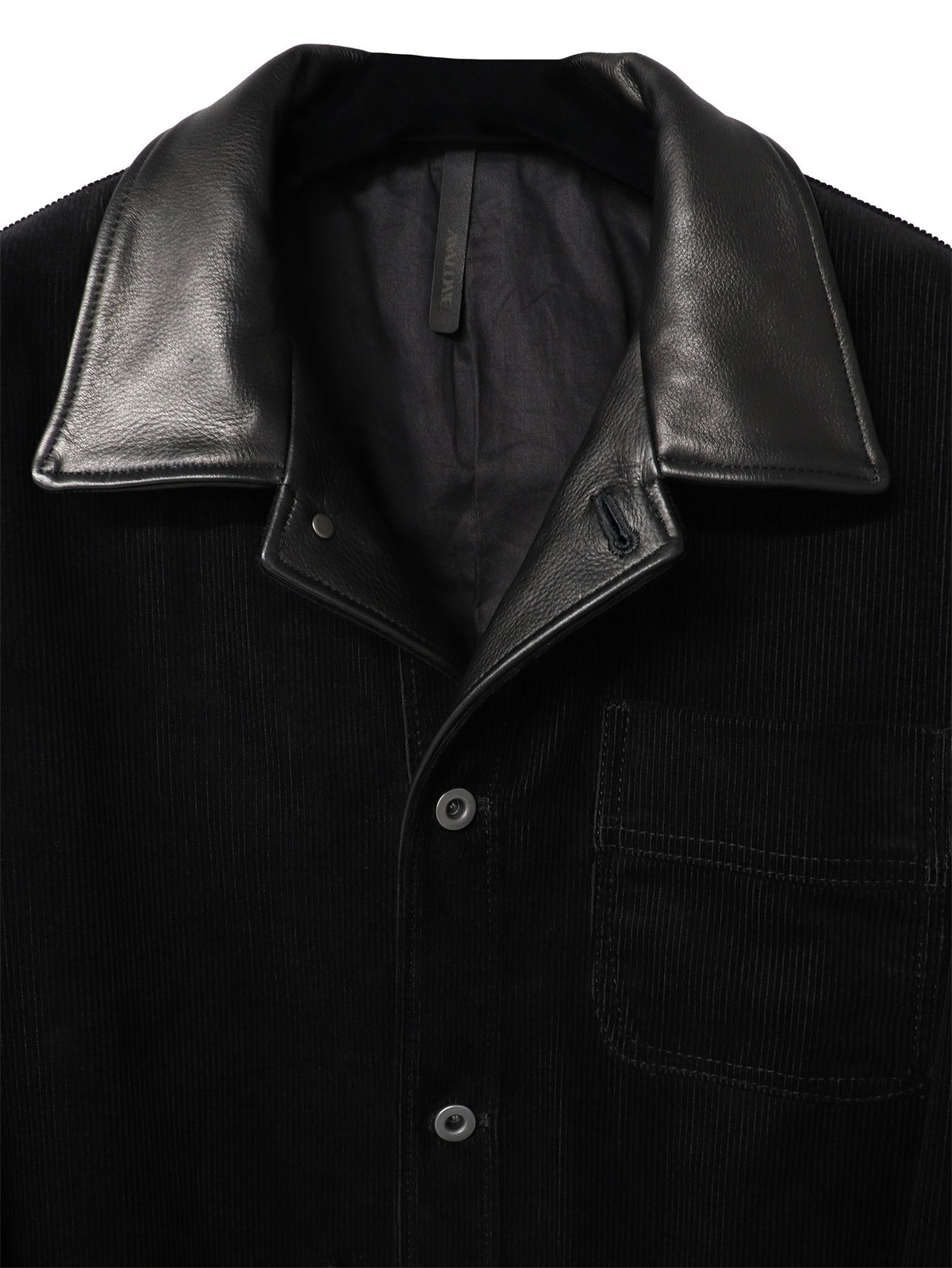 COW LEATHER × CORDUROY WORK JACKET/ BLACK