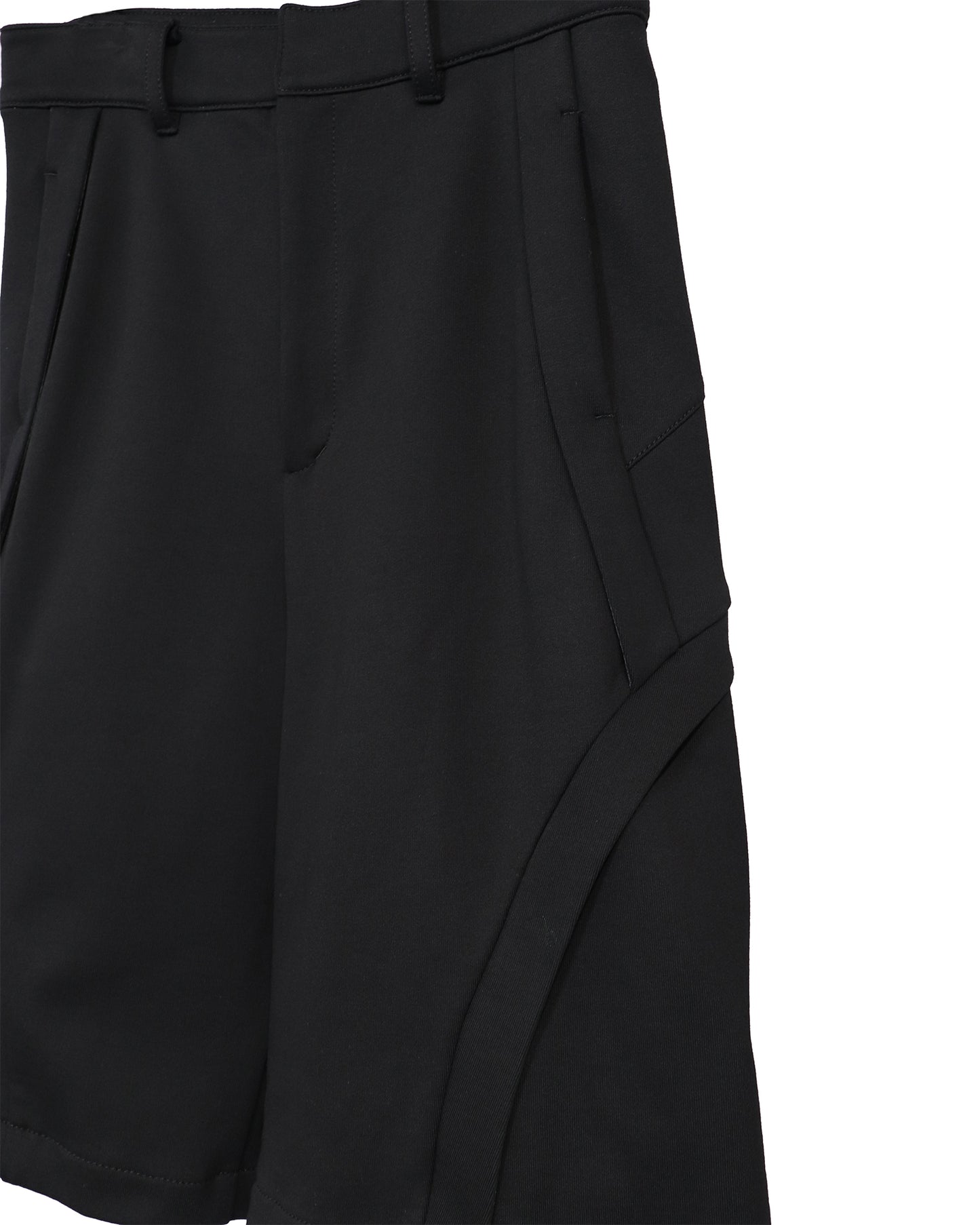 【RE-STOCK】COMPACT COTTON WIDE CROPPED TROUSERS / BLACK